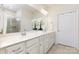Bathroom with double vanity, large mirror, and shower with glass door at 4019 Channel Islands Way, Lancaster, SC 29720