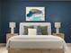 Well-lit bedroom showcases a comfortable bed with lamps on each side and a colorful abstract painting at 671 Mile Creek Rd, Edgemoor, SC 29712