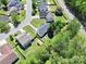 Expansive aerial view of the property showcasing a well-maintained yard and the neighborhood at 119 Sweet Martha Dr, Mooresville, NC 28115