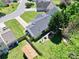 Property aerial view showing large backyard and a peaceful, well-kept neighborhood setting at 119 Sweet Martha Dr, Mooresville, NC 28115