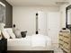 Stylish bedroom showcasing neutral tones, a comfortable bed, and modern decor, creating a relaxing space at 1613 Spring Lot Dr, Edgemoor, SC 29712