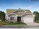 Charming single-story home showcasing a stone-accented facade, light gray siding, and a spacious two-car garage at 1613 Spring Lot Dr, Edgemoor, SC 29712