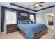 Spacious main bedroom with tray ceiling, ceiling fan, and bright natural light, en-suite bathroom access at 2014 Burton Point Ct, Waxhaw, NC 28173