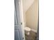 This powder room features a single toilet and luxury vinyl plank flooring at 206 N Kayla Dr, Salisbury, NC 28146