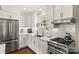 Bright modern kitchen with stainless steel appliances and a stylish subway tile backsplash at 241 Wakefield Dr # C, Charlotte, NC 28209