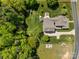 Aerial view of the property showing the home, surrounding landscape, playground, garden, and outdoor living spaces at 3008 Gantt St, Salisbury, NC 28146