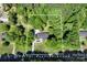 Aerial view of a house surrounded by mature trees on a large wooded lot at 4110 Charles Raper Jonas Hwy, Alexis, NC 28006