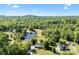 An aerial view shows a home with a pond and abundant surrounding greenery, including mature trees at 459 Cramerton Rd, Gastonia, NC 28056