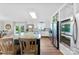 Updated kitchen with stainless steel appliances and a dark island with seating and granite countertops at 459 Cramerton Rd, Gastonia, NC 28056
