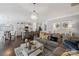 Open-concept space featuring a living room that flows into the kitchen, with dark wood floors and modern decor at 4607 Bonroi Ave, Charlotte, NC 28213