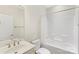 A bathroom featuring a vanity, toilet, and tub/shower combination provides a functional and clean space at 4991 Looking Glass Trl, Denver, NC 28037