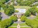 Aerial view of a community pool and clubhouse surrounded by lush green trees at 511 Pembroke Ln, Waxhaw, NC 28173