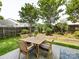 Charming backyard featuring an outdoor dining table and vibrant garden at 5304 Silabert Ave, Charlotte, NC 28205