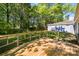 Sunny back deck with a grassy lawn and a detached building at 1938 Dembrigh Ln, Charlotte, NC 28262