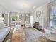 Bright living room featuring a fireplace, hardwood floors, and ample natural light from the windows at 2018 Radcliffe Ave, Charlotte, NC 28207