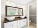 Bathroom featuring a granite vanity with dual vessel sinks and modern fixtures at 2036 E Foxwood Ct, Indian Land, SC 29707