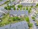 Aerial view of backyards with manicured lawns, well-kept townhomes in a desirable neighborhood at 3245 Major Samuals Way, Charlotte, NC 28208