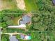 An aerial view offers a glimpse of a private estate with lush grounds, pool and landscaping at 3519 Weddington Oaks Dr, Matthews, NC 28104