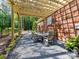 Cozy backyard patio with a wooden pergola, ideal for outdoor dining and relaxation at 3519 Weddington Oaks Dr, Matthews, NC 28104