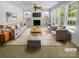 Bright living room with built-in shelving, fireplace, large windows, and contemporary furnishings at 4035 Caldwell Ridge Pkwy, Charlotte, NC 28213