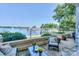 Scenic patio with lake views, comfortable seating, and manicured landscaping at 867 Southwest Dr, Davidson, NC 28036