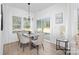 Bright dining room with glass top dining table, modern chandelier, and sliding glass doors to the backyard at 2129 Tom Sadler Rd # 7160, Charlotte, NC 28214