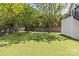 Lush backyard featuring artificial turf, mature trees, and a fun dome climber for to enjoy at 2200 Hastings Dr, Charlotte, NC 28207