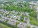 Aerial view showcases a community with a pool, green trees, and well-maintained townhomes at 2388 Loch Stone Dr # E, Gastonia, NC 28054