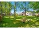 Lush backyard with mature trees offering shade and privacy, perfect for outdoor activities at 4307 Wrangler Sw Dr, Concord, NC 28027