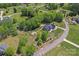 Expansive aerial view of a well-maintained home with lush landscaping, a firepit, and a serene neighborhood at 520 Steeple Chase Trl, Salisbury, NC 28144