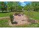 Outdoor fire pit area with stone seating and landscaped surroundings at 520 Steeple Chase Trl, Salisbury, NC 28144