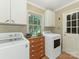 Functional laundry room featuring modern washer and dryer with ample storage at 5935 Winburn Ln, Charlotte, NC 28226