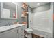 Bright bathroom featuring a white vanity, tub-shower, and decorative towels create a clean and inviting space at 606 & 608 Hampton Rd, Lancaster, SC 29720