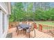 Outdoor deck with a dining table, perfect for enjoying meals outdoors surrounded by lush greenery at 812 Timber Creek Dr, York, SC 29745