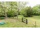 Beautiful backyard with lush green grass, mature trees, and a black chain link fence at 1165 Old Salisbury Concord Rd, Concord, NC 28025