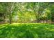 Well-maintained backyard featuring lush green grass and a classic wooden fence at 12404 Mcallister Park Dr, Charlotte, NC 28277