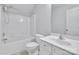 Clean bathroom featuring a shower-tub combo with white vanity at 12404 Mcallister Park Dr, Charlotte, NC 28277