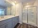 A bathroom with a double vanity, shower, and tile flooring offers lots of space at 1441 31St Ne St, Conover, NC 28613