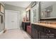 Bathroom featuring dual vanities with granite countertops and tiled floor at 206 Oxford Place Dr, Fort Mill, SC 29715