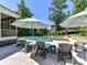 Backyard features a pool, patio, lounge chairs and manicured landscaping at 3057 Drummond Ave, Indian Land, SC 29707