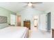 Bedroom with vaulted ceilings, neutral carpet, and multiple doors at 3619 Baywoods Ct, Gastonia, NC 28056