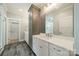 Elegant bathroom featuring double sink vanity, custom cabinet, and spacious layout at 365 Delburg St, Davidson, NC 28036