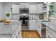 Bright kitchen featuring granite countertops, white cabinets, and stainless steel appliances, creating a modern and inviting space at 4009 Dunwoody Dr, Charlotte, NC 28215
