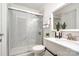 Modern bathroom featuring a sleek glass shower, contemporary vanity, and stylish fixtures at 513 Lex Dr, Charlotte, NC 28262