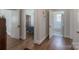 Hallway view with hardwood floors leading to bedroom and bathroom at 709 Myrtle Dr, Rock Hill, SC 29730