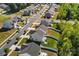 Aerial view of a modern neighborhood showcasing well-maintained homes and landscaping with trees at 7113 Amberly Hills Rd, Charlotte, NC 28215