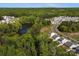 Stunning aerial view of a residential community with mature trees and a beautiful lake at 7113 Amberly Hills Rd, Charlotte, NC 28215