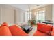 Bright living room with orange sofa and desk near sunlit window at 984 Park Slope Dr, Charlotte, NC 28209