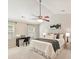 Primary bedroom with vaulted ceiling, ceiling fan, neutral carpet and walls at 104 Aurora Ln, Huntersville, NC 28078