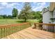 Backyard view from the home's wood deck looking out at the blue sky at 109 Terrace Pl, Lincolnton, NC 28092